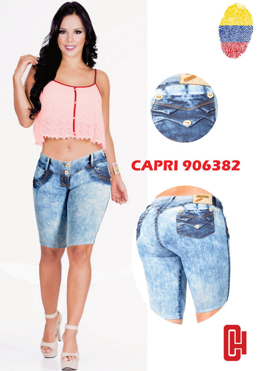 Ref. 006 - 906382 DESEO JEAN LEVANTACOLA CAPRI COLOMBIANO CON BOLSILLOS - ropacolombianaeneuropa