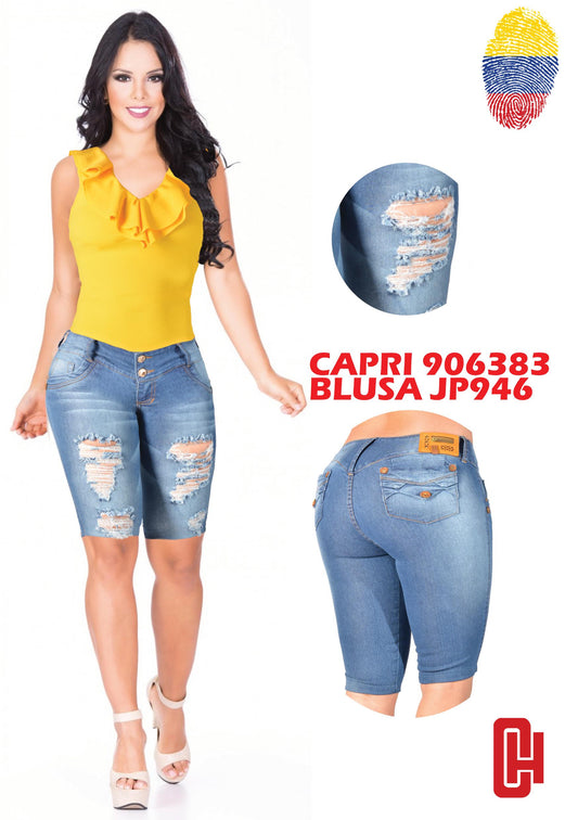 Ref. 006 - 906383 DESEO CAPRI JEAN COLOMBIANO LEVANTACOLA CON BOLSILLOS - ropacolombianaeneuropa