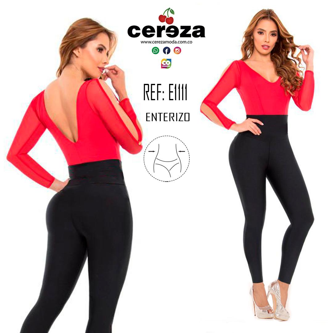 Ref. 004 -E1111 Enterizo Colombiano de Moda, Blusa y pantalon de dos colores, espalda descubierta , control de cintura