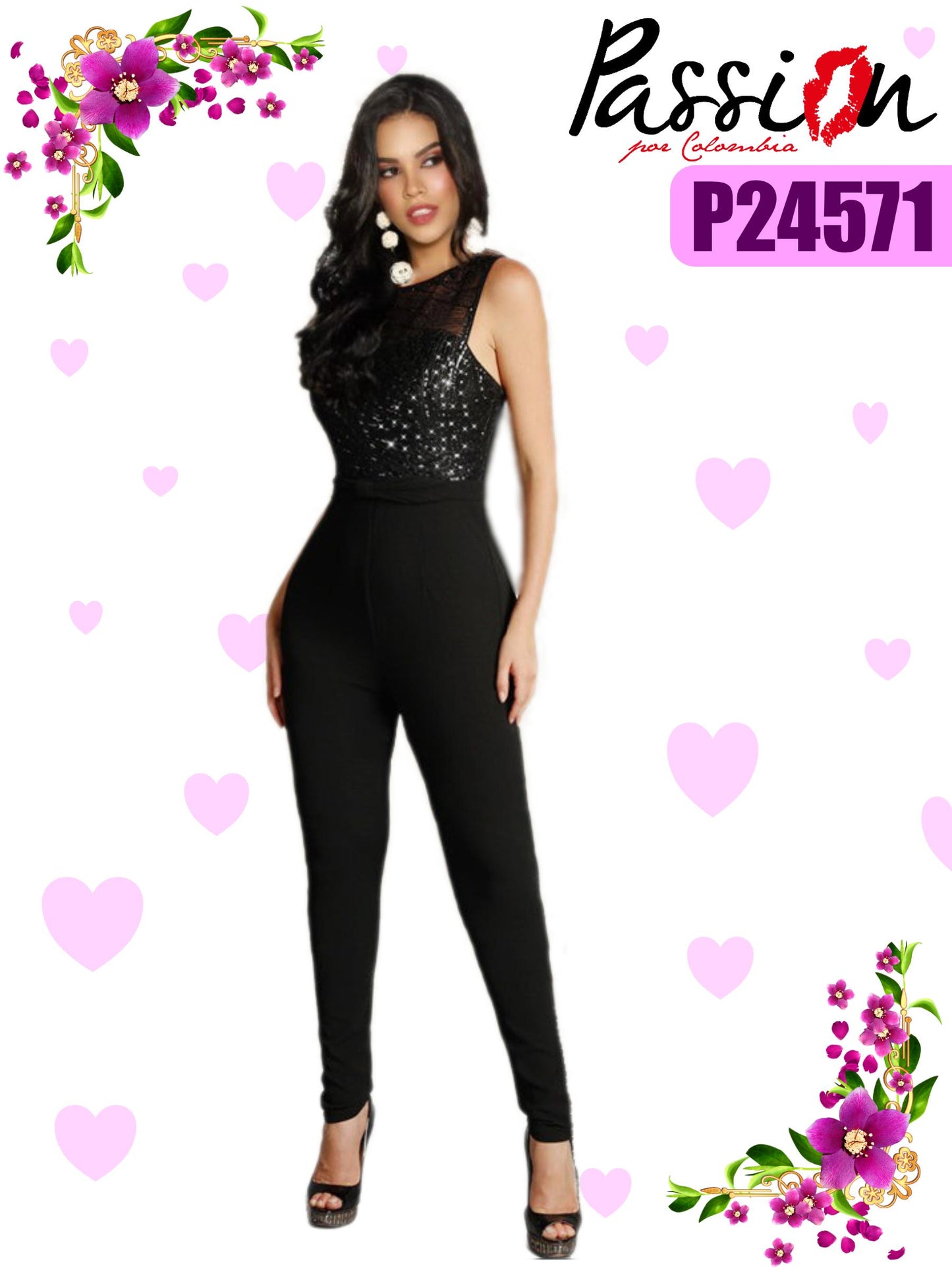 Ref. 003 -P24571 American fashion jumpsuit, with exclusive decorated style