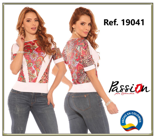 Ref. 004 -19041 BLUSA DAMA MANGA CORTA COLOMBIANA - ropacolombianaeneuropa