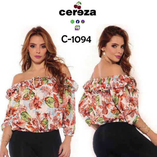 Ref. 004 -C1094 BLUSA Hermosa Blusa Colombiana de Moda Marca CEREZA color Naranja - ropacolombianaeneuropa