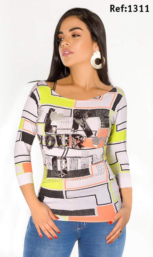 Ref. 003 -1311-2 Blusa Cereza Manga Larga