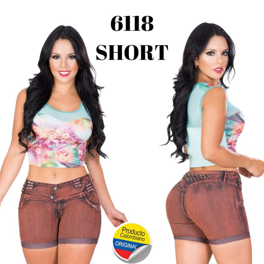 Ref. 001 -6118SHORT Short levanta cola Cheviotto - ropacolombianaeneuropa