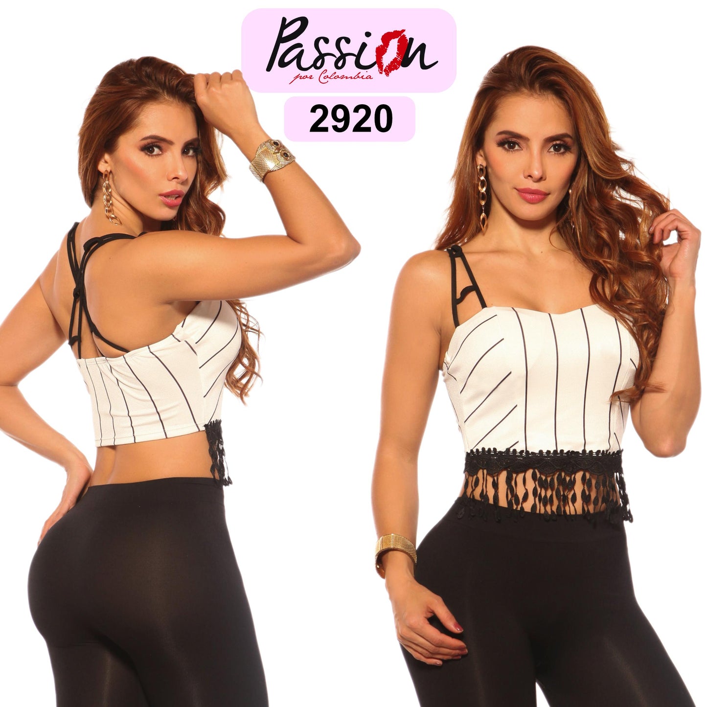 Ref. 015 -2920 Blusa a Rayas con Flecos