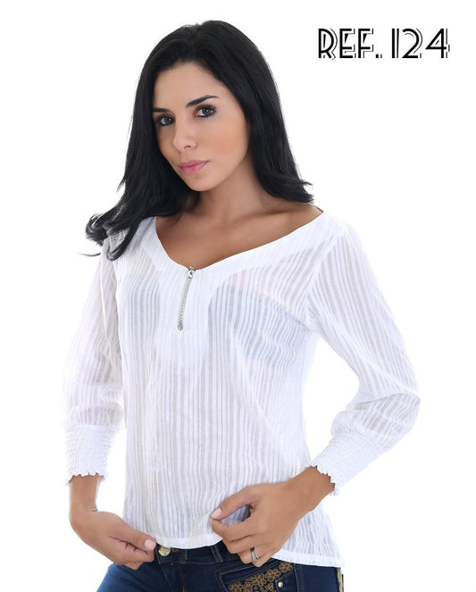 Ref. 001 -124 BLUSA COLOMBIANA MANGA LARGA - ropacolombianaeneuropa