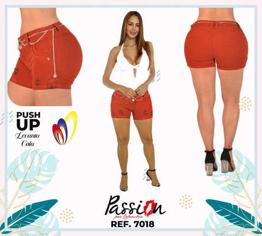 Ref. 030 - 707018 Hermoso Jean Short Colombiano Levantacola - ropacolombianaeneuropa