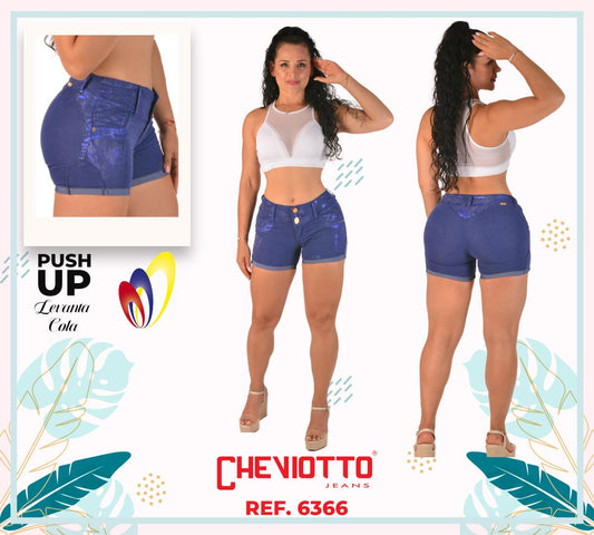 Ref. 001 -6366-CH Shorts vaqueros colombianos Levantacola - ropacolombianaeneuropa