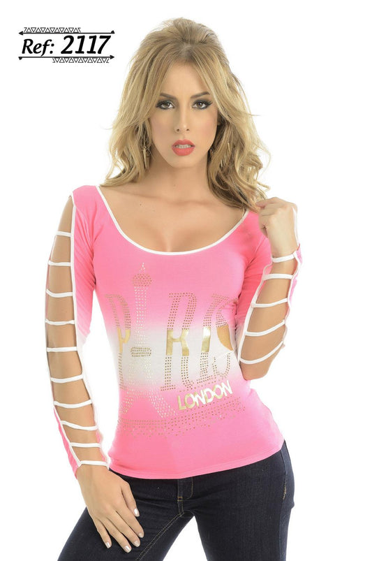 Ref. 004 -2117 Blusa Sexy Cereza - ropacolombianaeneuropa